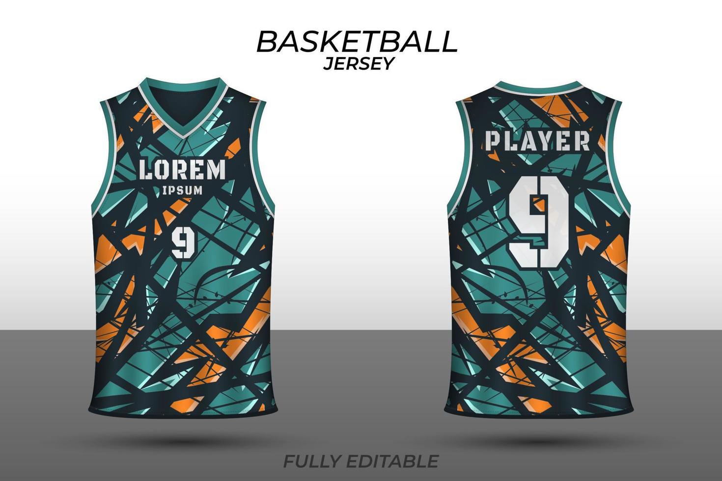 modelo de design de camisa de basquete. uniforme frente e verso. vetor de camisa esportiva.