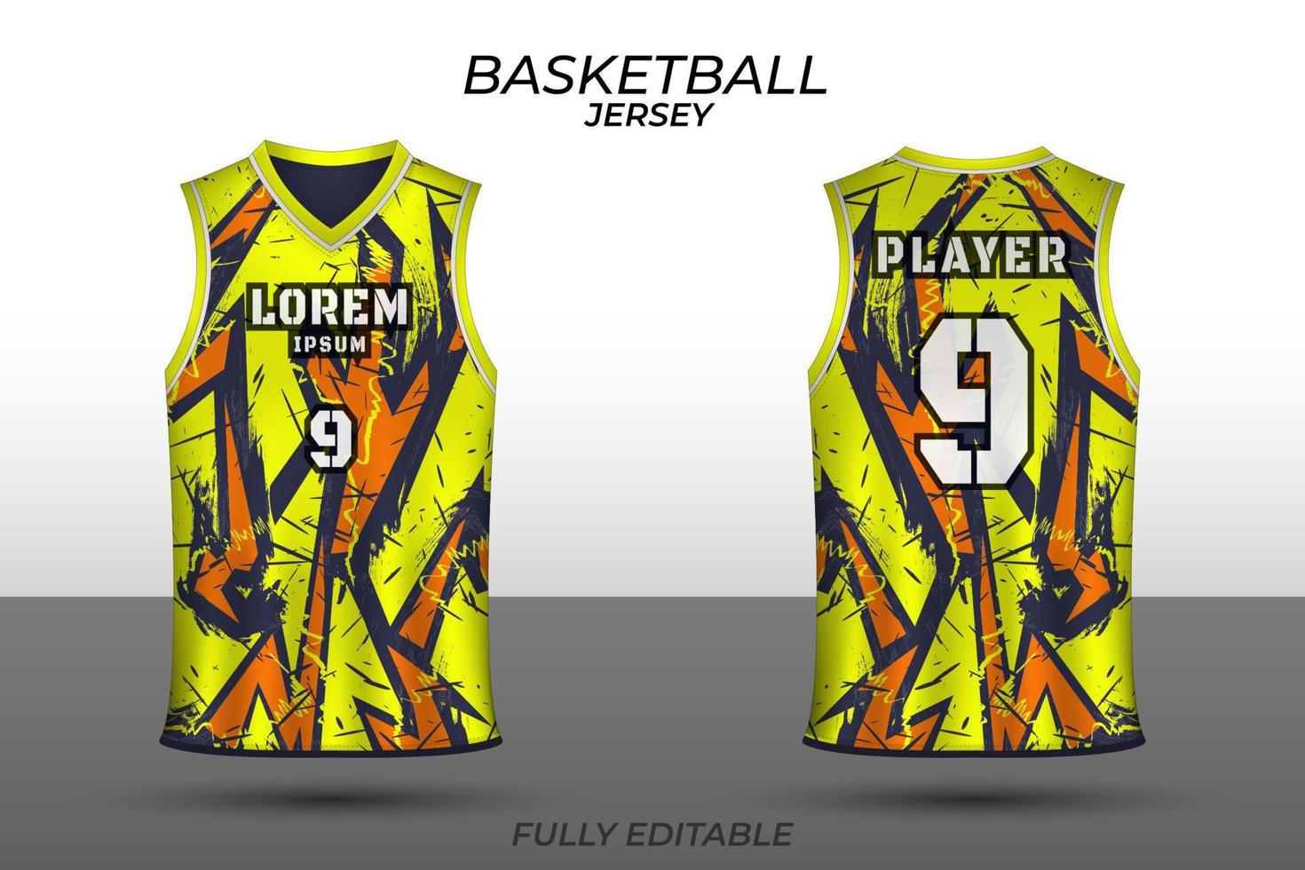 modelo de design de camisa de basquete. uniforme frente e verso. vetor de camisa esportiva.