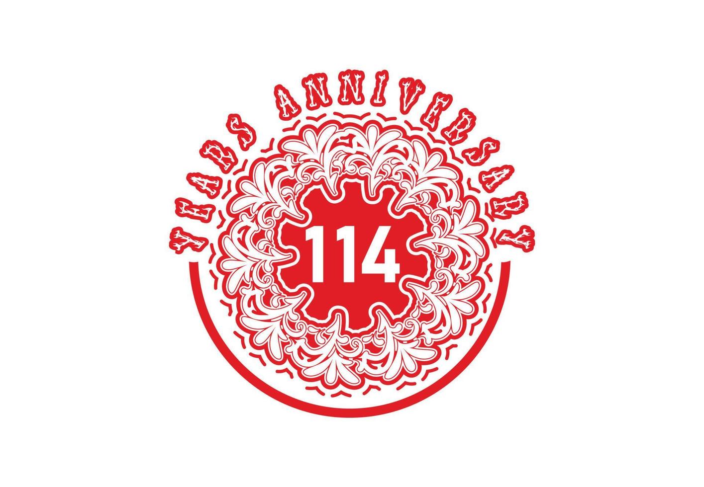 logotipo de aniversário de 114 anos e design de adesivo vetor