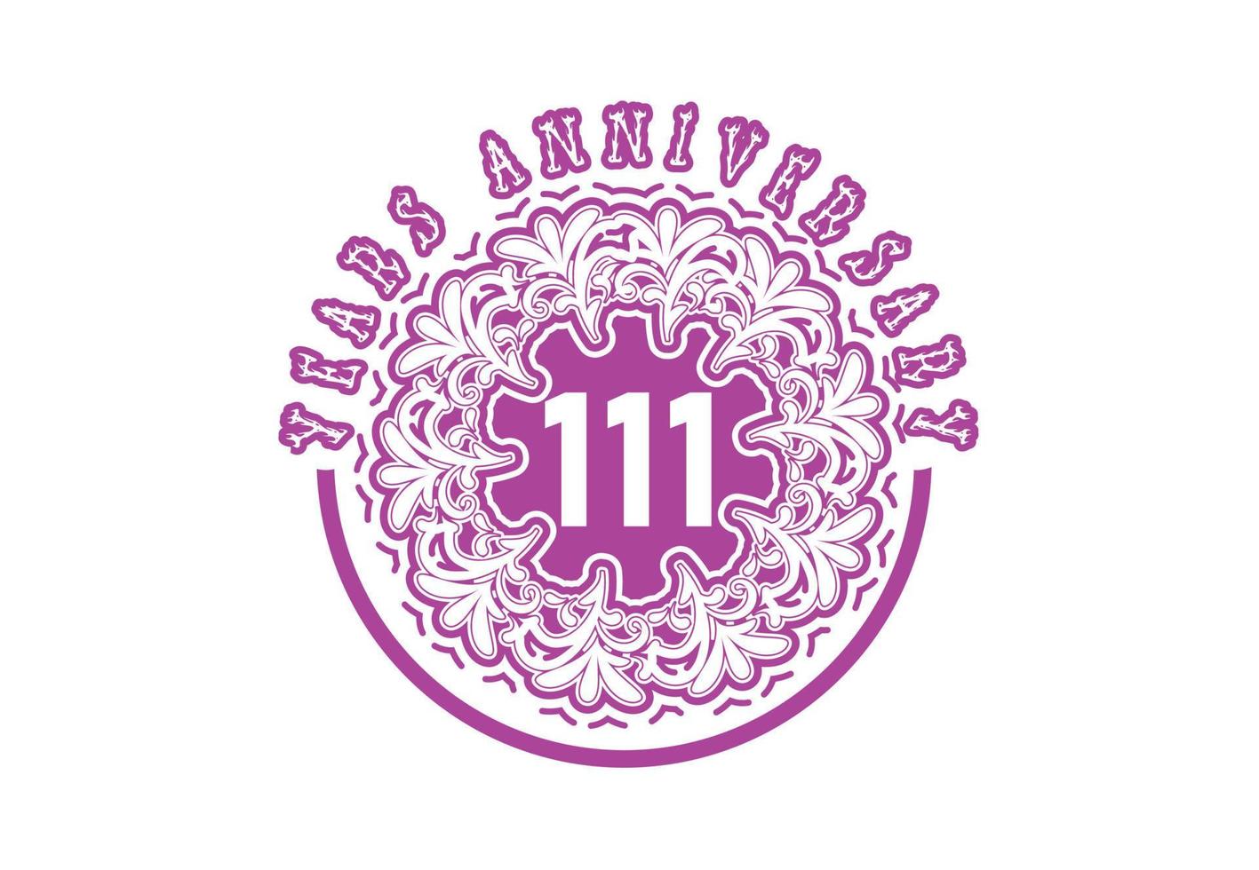 logotipo de aniversário de 111 anos e design de adesivo vetor