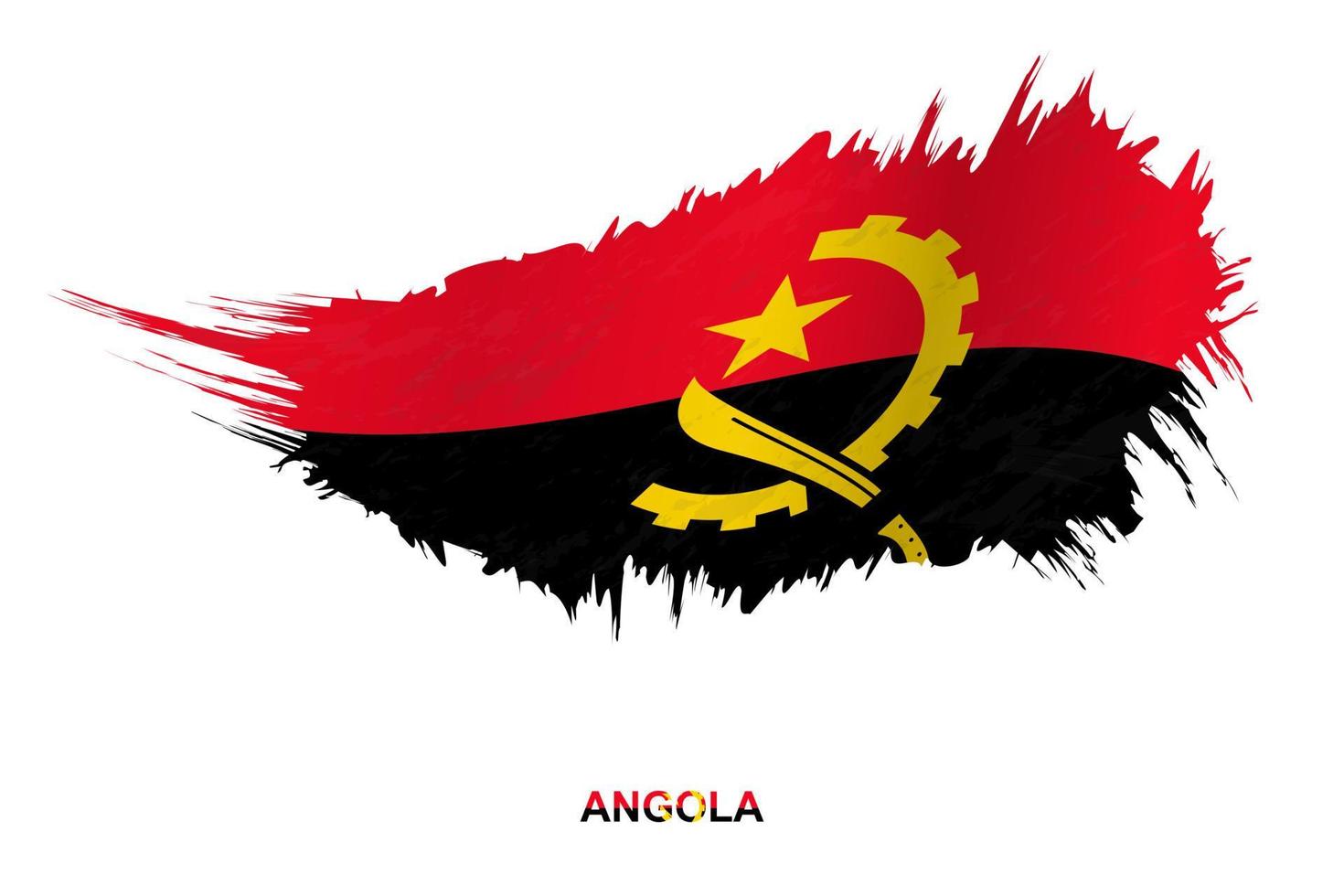 bandeira de angola em estilo grunge com efeito acenando. vetor