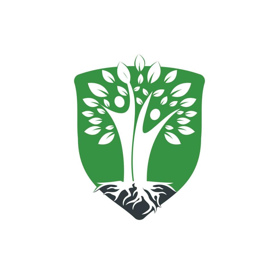 árvore genealógica e design de logotipo de raízes. design de logotipo de ícone de símbolo de árvore genealógica vetor