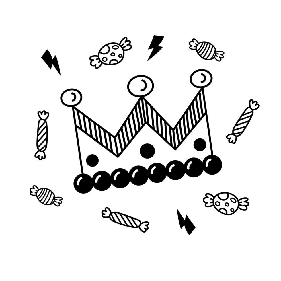 coroa de férias de adesivo doodle para aniversário vetor