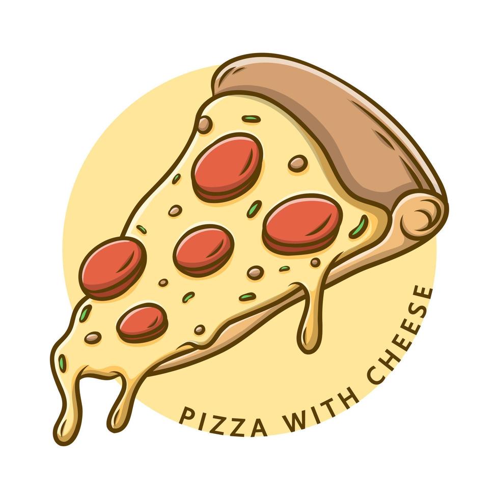 logotipo fastood de pizza de queijo. ilustração de comida e bebida. fatia símbolo de ícone gostoso de pizza vetor