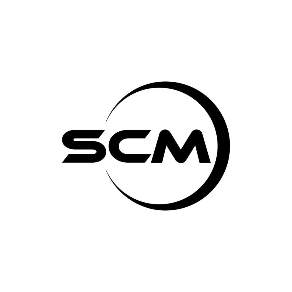 design de logotipo de carta scm no ilustrador. logotipo vetorial, desenhos de caligrafia para logotipo, pôster, convite, etc. vetor