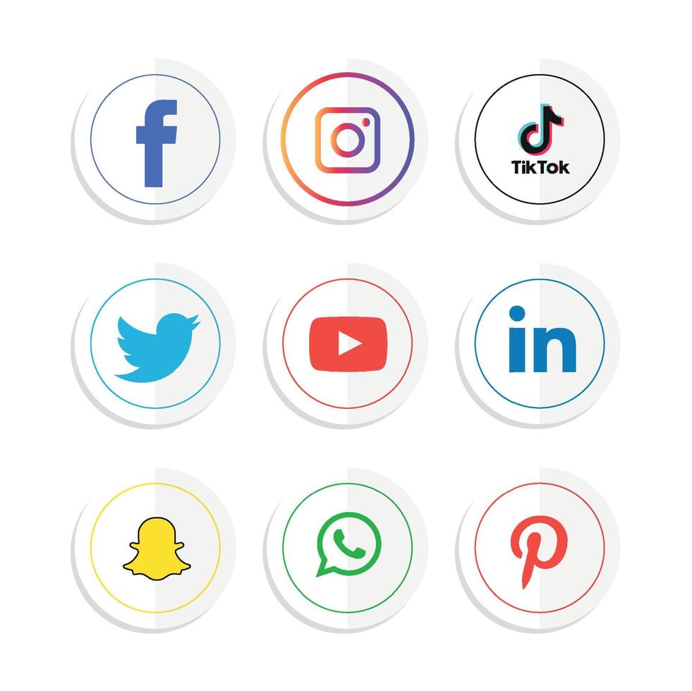 conjunto de ícones de mídia social ilustrador de vetor de logotipo