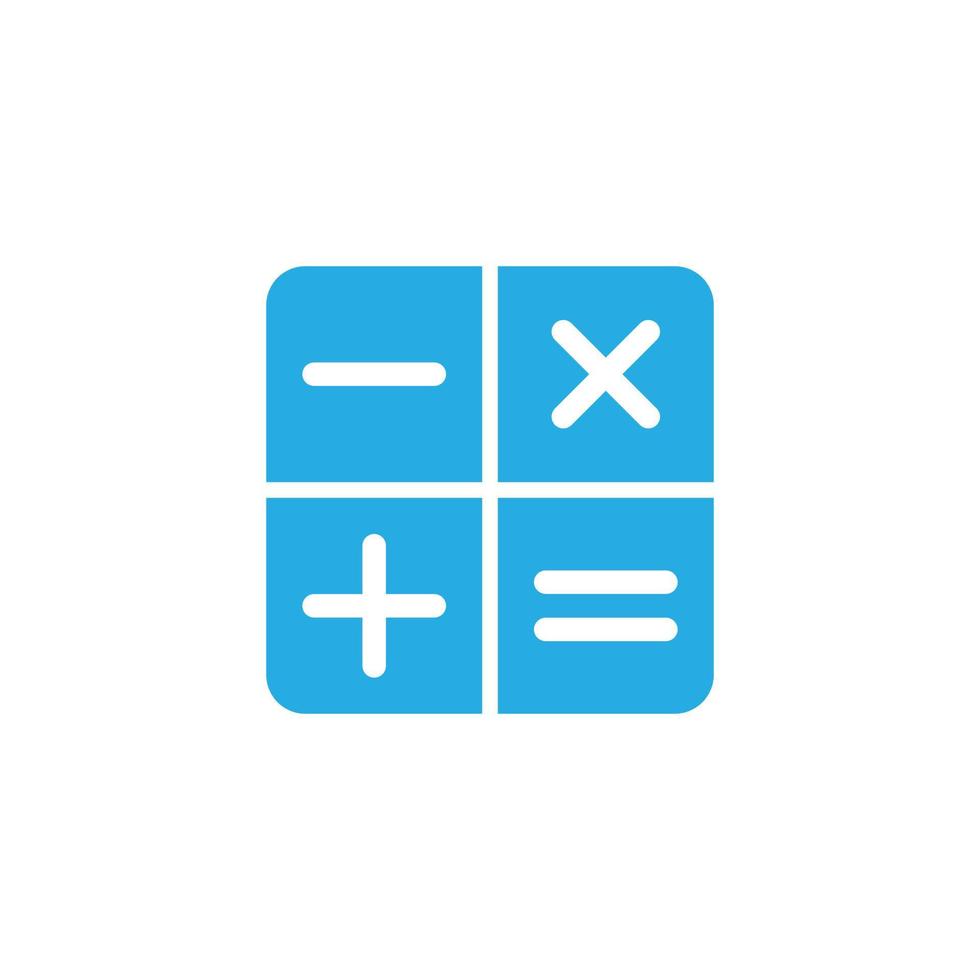 calculadora eletrônica de vetor azul eps10 ou ícone de arte sólida matemática isolado no fundo branco. símbolos matemáticos em um estilo moderno simples e moderno para o design do seu site, logotipo e aplicativo móvel