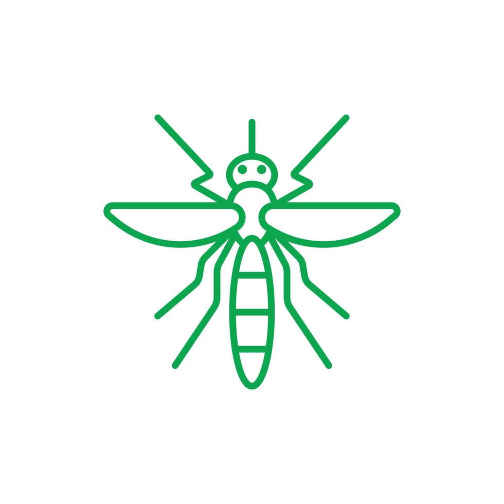 eps10 verde vetor mosquito ícone de arte linha abstrata isolado no fundo branco. símbolo de contorno de mosquito em um estilo moderno simples e moderno para o design do seu site, logotipo e aplicativo móvel