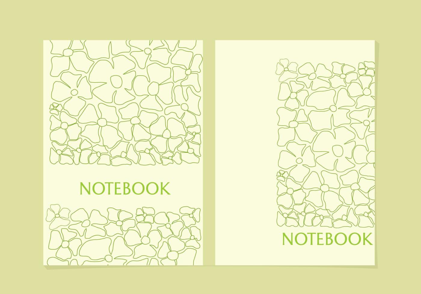 conjunto de desenhos de notebook com flores desenhadas à mão. design de fundo bonito e bonito. para capa, planejadores, folhetos, livros, catálogos, diário vetor