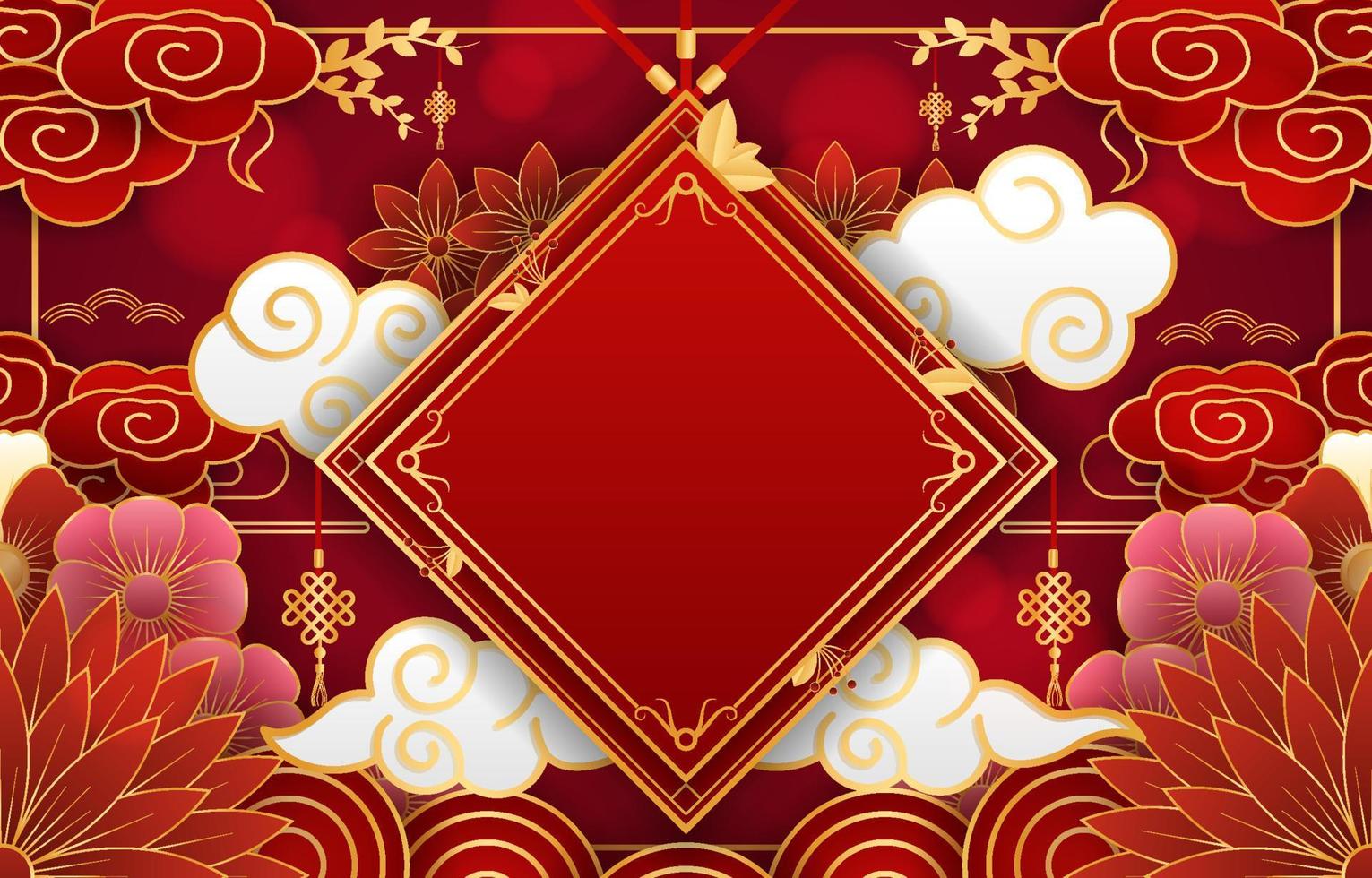 fundo vermelho escuro do ano novo chinês vetor