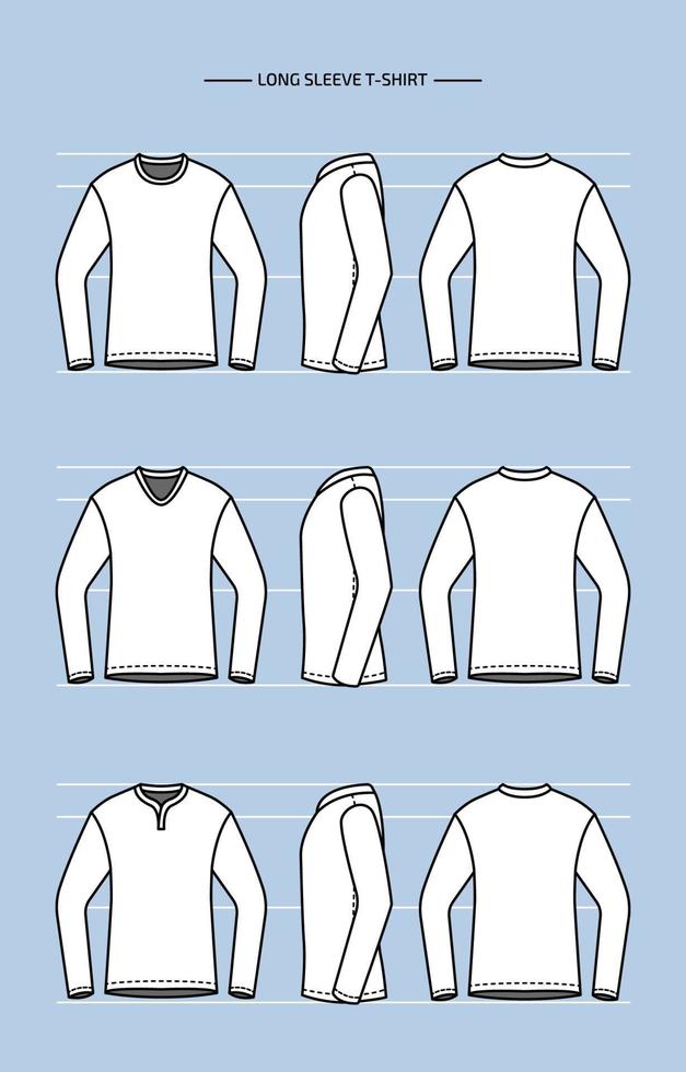 camiseta de manga longa com modelo de contorno de gola alternativa vetor