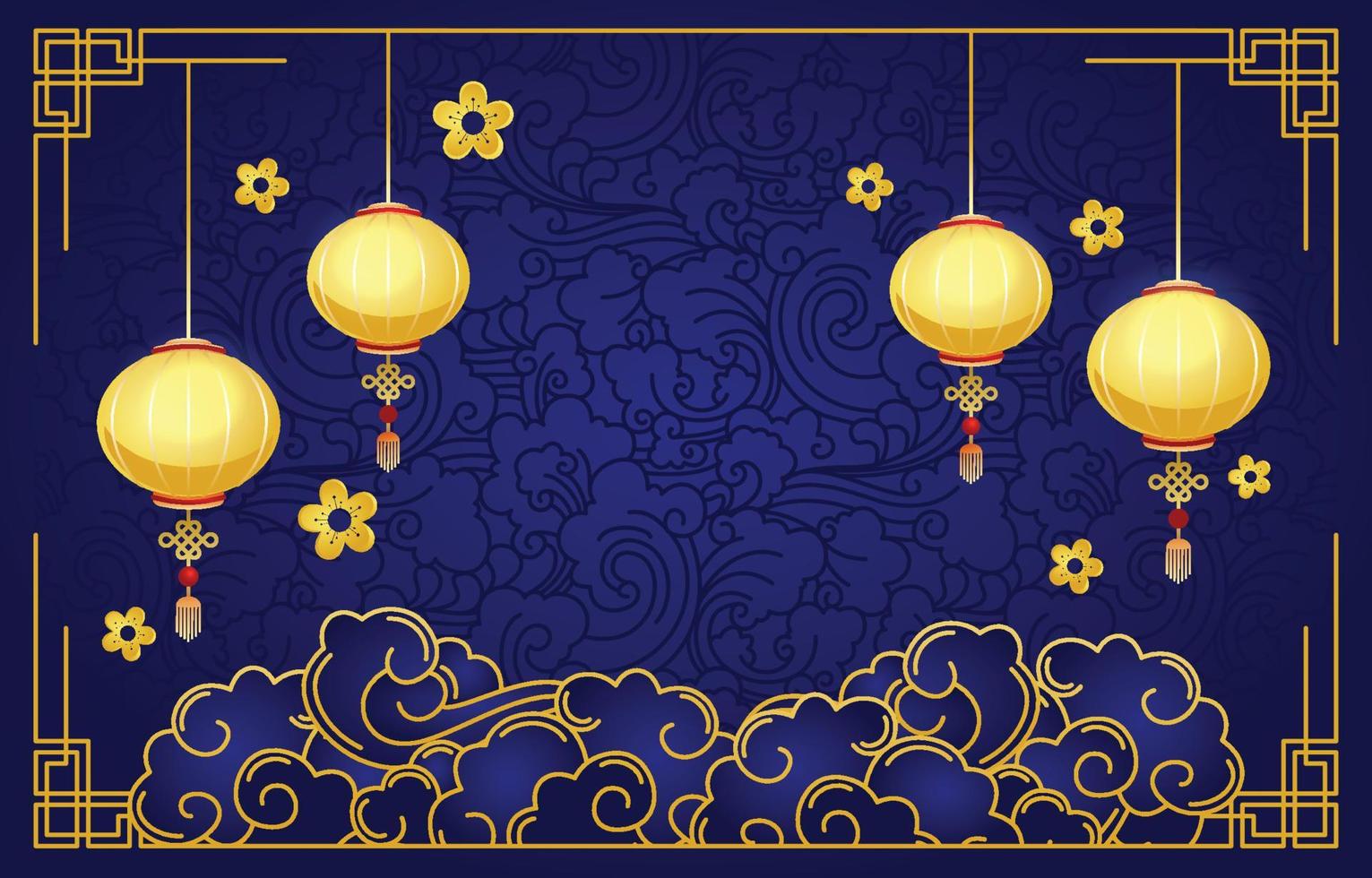 ano novo chinês em azul royal vetor