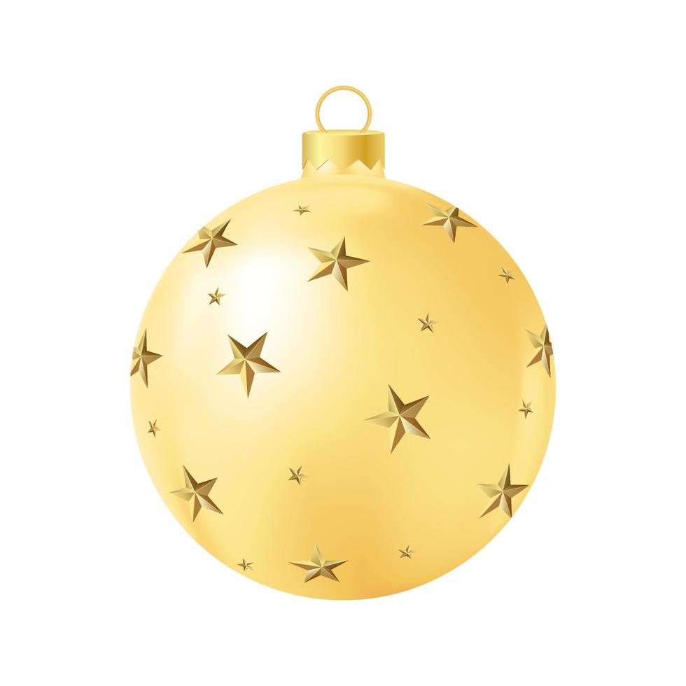 brinquedo de árvore de natal amarelo com ilustração de cor realista de estrelas douradas vetor