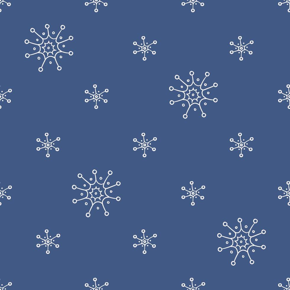 padrão de inverno com flocos de neve desenhados à mão. bonito design monocromático. votos de feliz natal e feliz ano novo. vetor