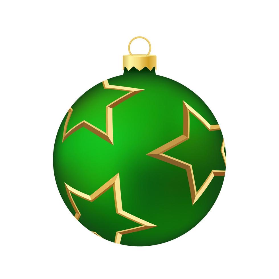 brinquedo de árvore de natal verde ou bola volumétrica e ilustração colorida realista vetor