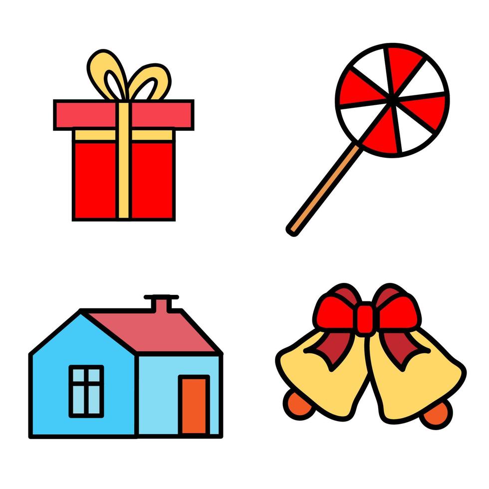 conjunto de ícones de cores de natal. coleção de símbolos de férias de inverno, esboços vetoriais, ilustrações de logotipo vetor