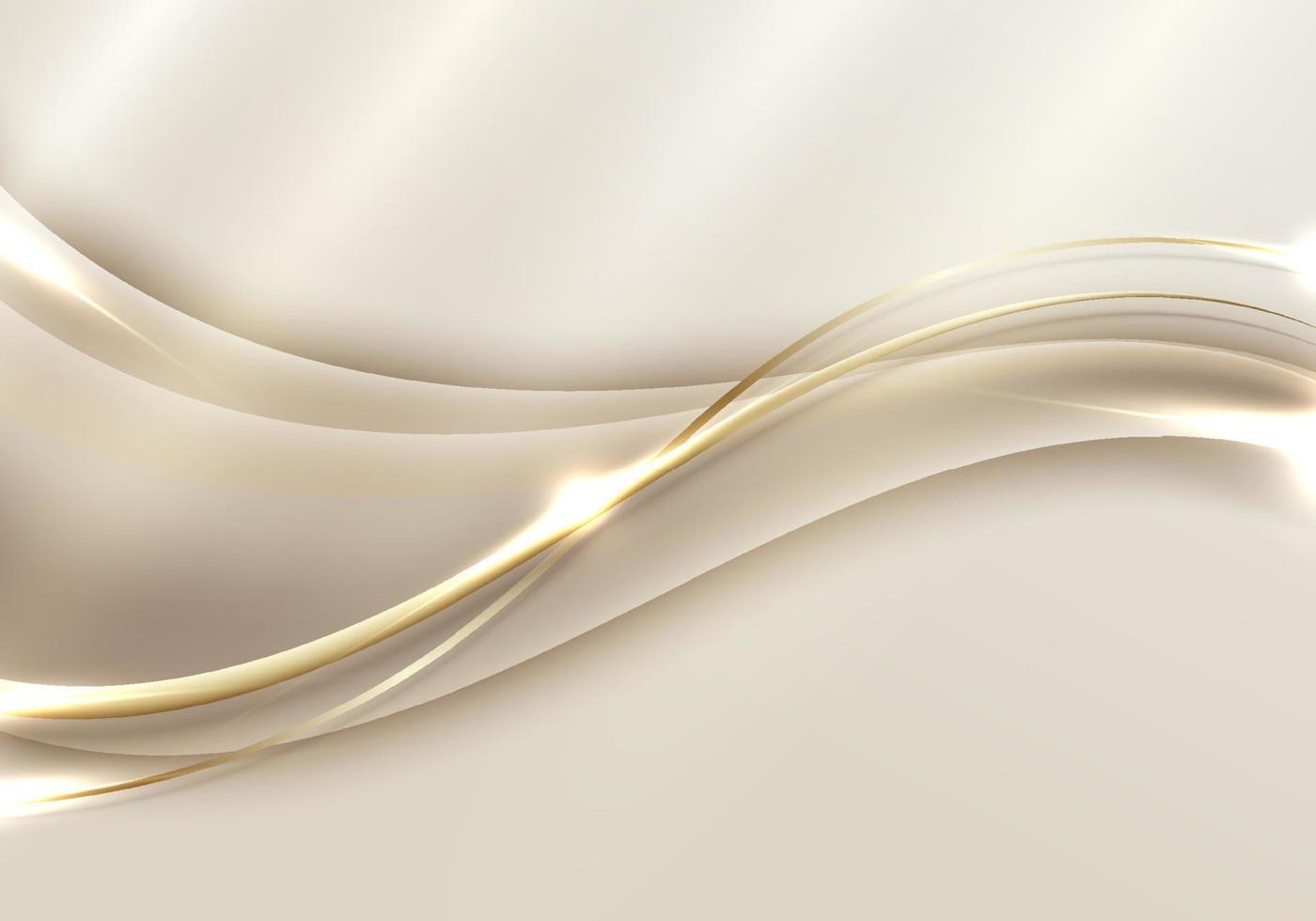 modelo abstrato 3d forma de onda dourada elegante com iluminação brilhante de linha de ouro brilhante no estilo de luxo de fundo dourado vetor