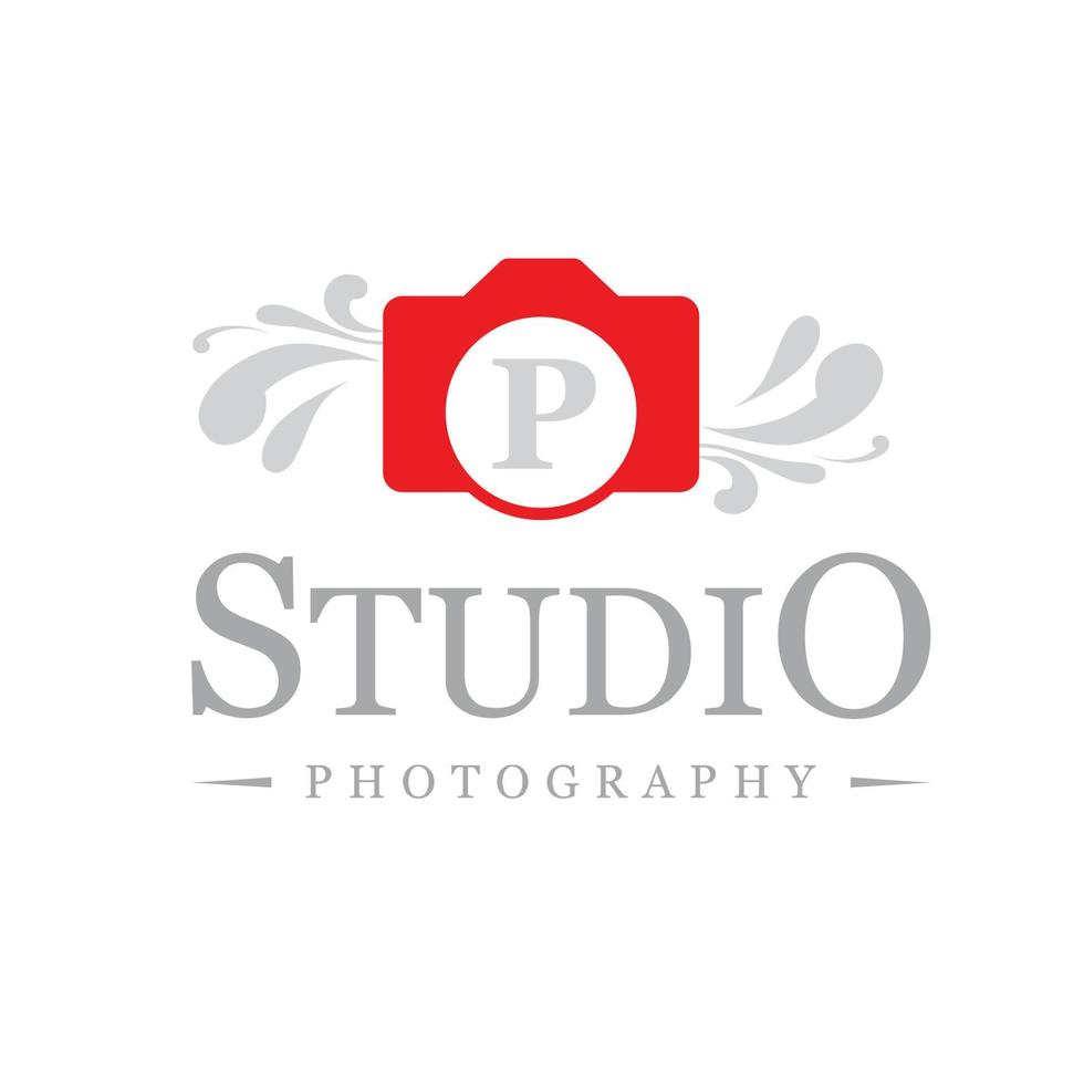 design de logotipo de estúdio fotográfico com vetor tipográfico