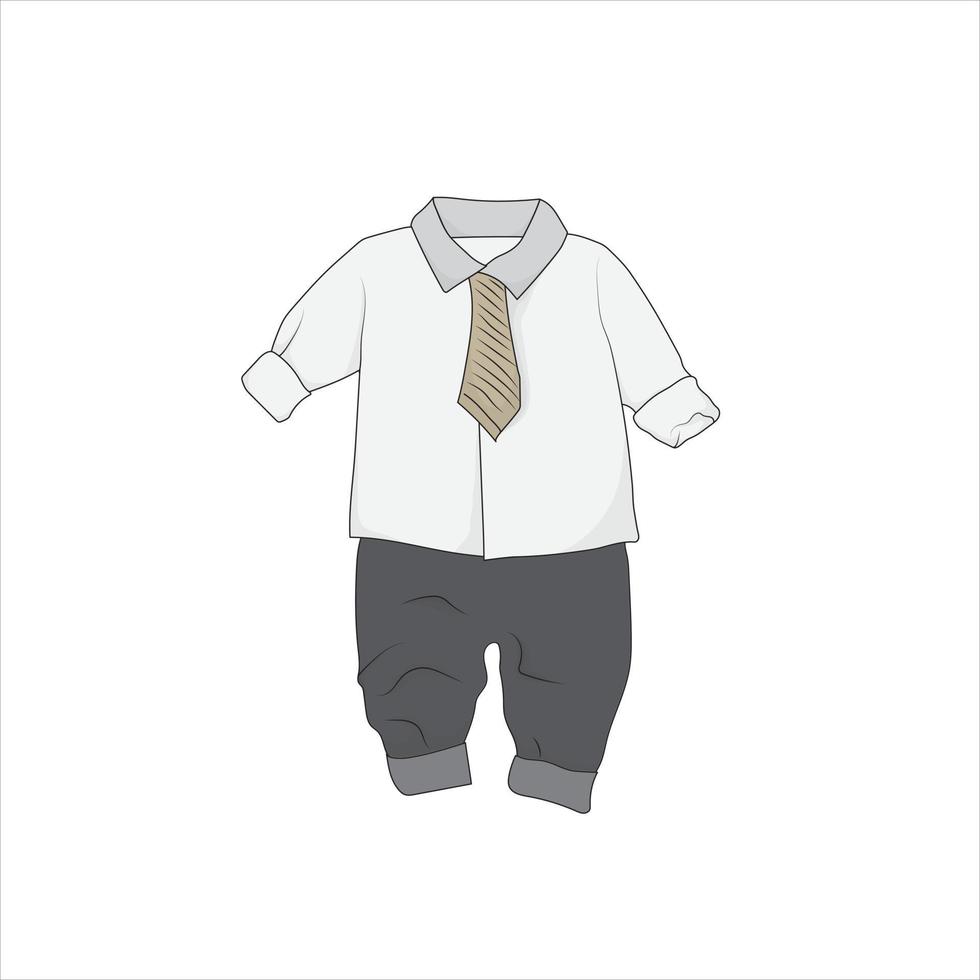 terno de roupas de bebê com estilo formal e design vetorial de gravata para design de modelo de bebê vetor