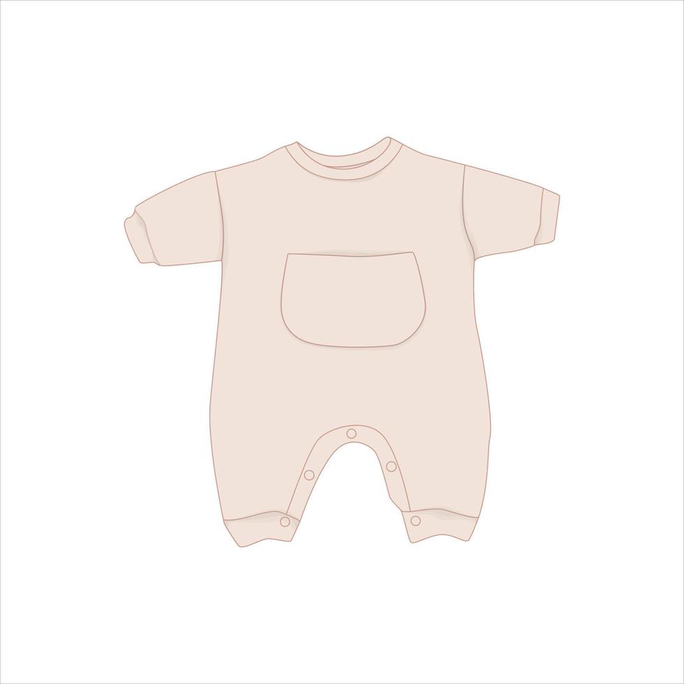 design simples de macacão de bebê com design de bolso de camisa para design de modelo de publicidade de bebê vetor