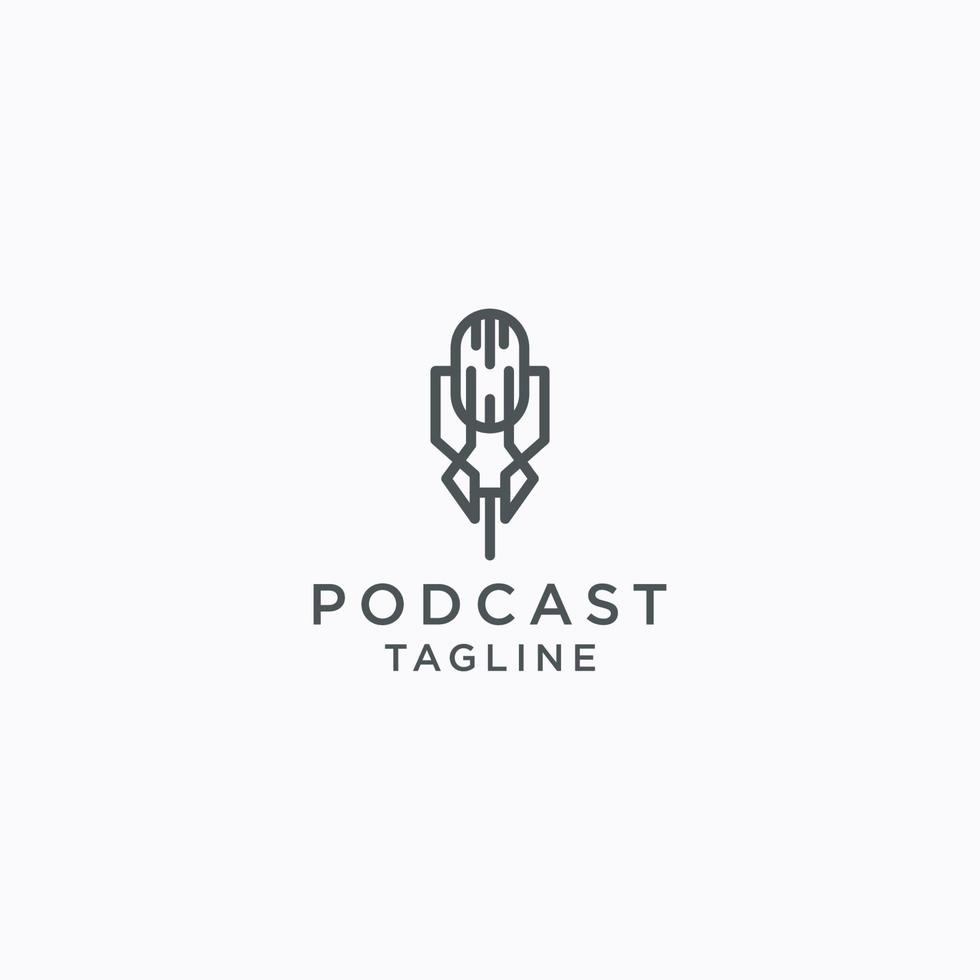 vetor plano de modelo de design de ícone de logotipo de podcast