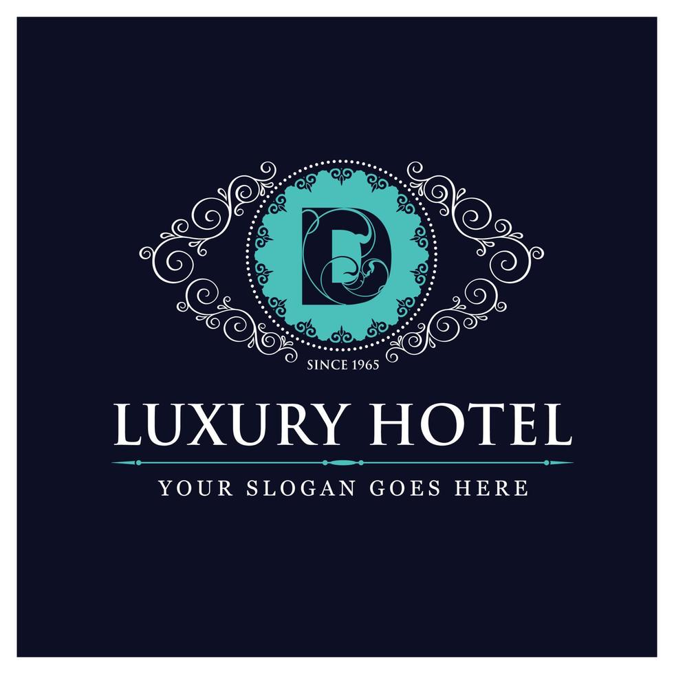 design de hotel de luxo com logotipo e vetor de tipografia
