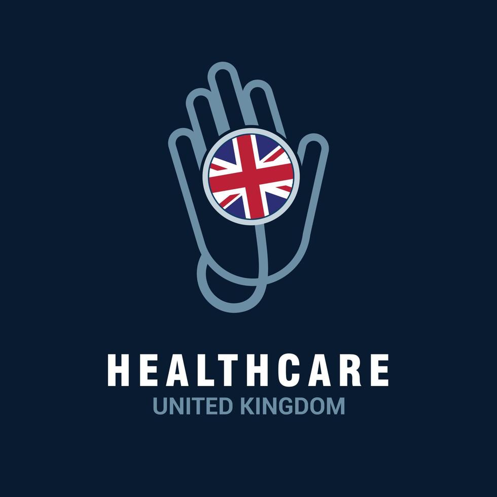 logotipo de cuidados de saúde com vetor de design de bandeira do país