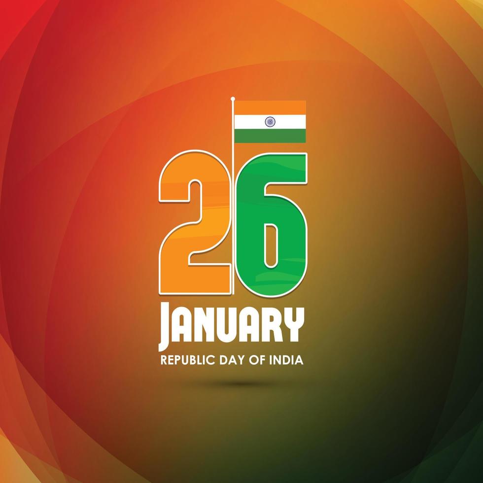 cartão de dia da república indiana com vetor de fundo tipográfico