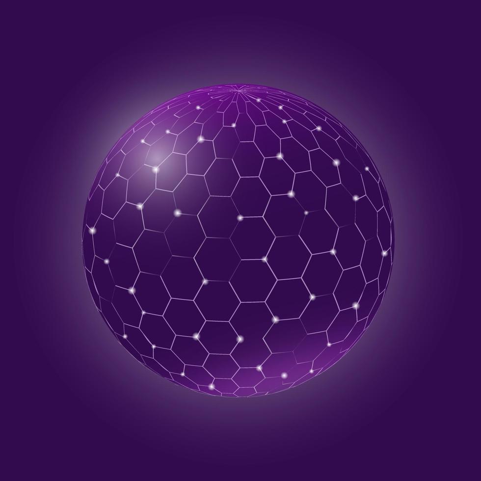 esfera abstrata em fundo violeta vetor
