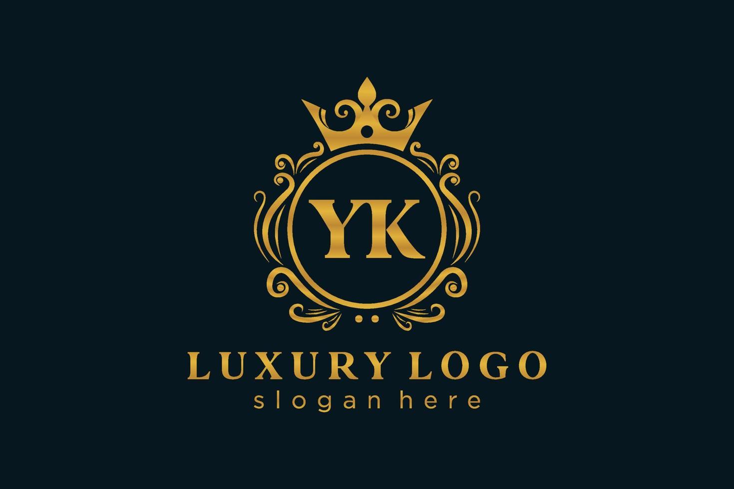 modelo de logotipo de luxo real de letra yk inicial em arte vetorial para restaurante, realeza, boutique, café, hotel, heráldica, joias, moda e outras ilustrações vetoriais. vetor