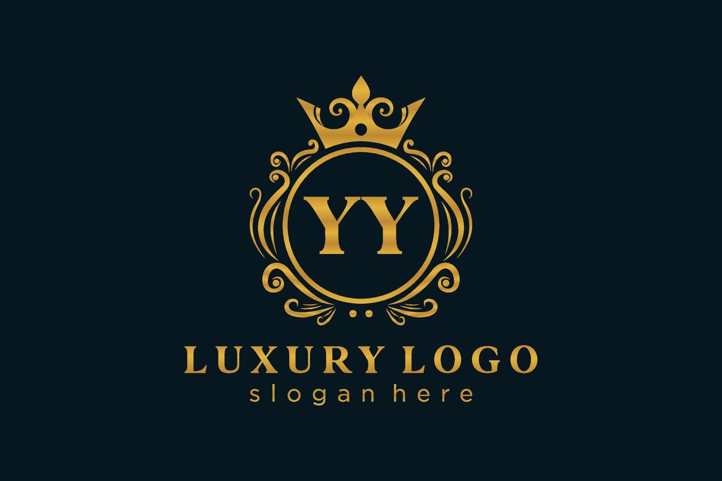 modelo de logotipo de luxo real de letra yy inicial em arte vetorial para restaurante, realeza, boutique, café, hotel, heráldica, joias, moda e outras ilustrações vetoriais. vetor