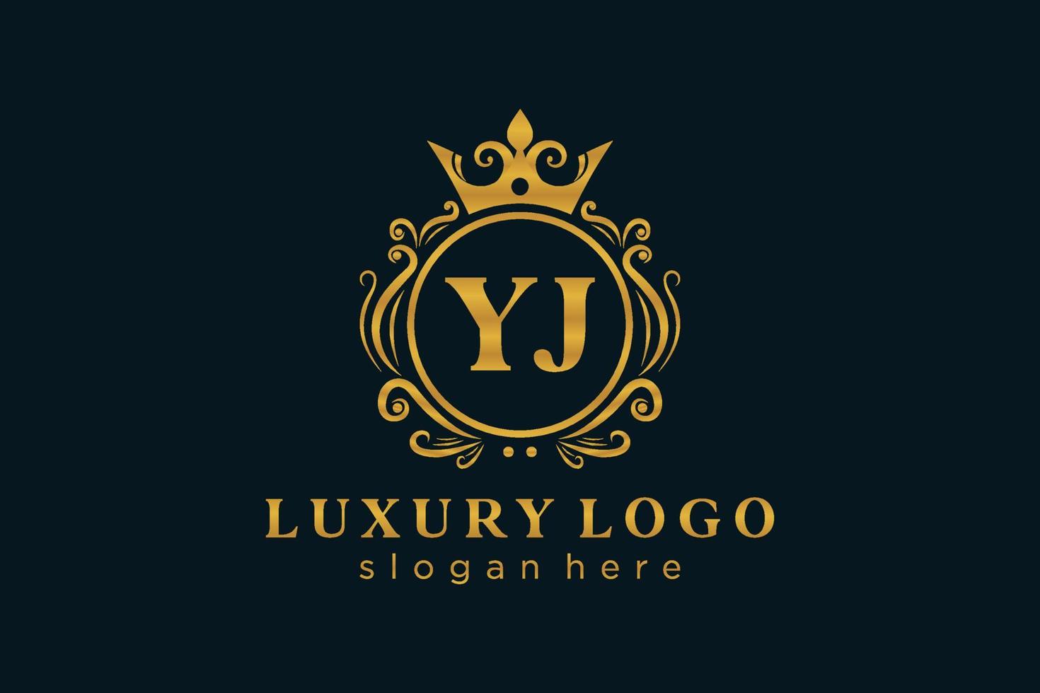 modelo de logotipo de luxo real de letra yj inicial em arte vetorial para restaurante, realeza, boutique, café, hotel, heráldica, joias, moda e outras ilustrações vetoriais. vetor