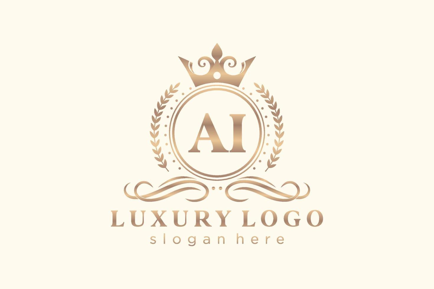 modelo de logotipo de luxo real carta ai inicial em arte vetorial para restaurante, realeza, boutique, café, hotel, heráldica, joias, moda e outras ilustrações vetoriais. vetor