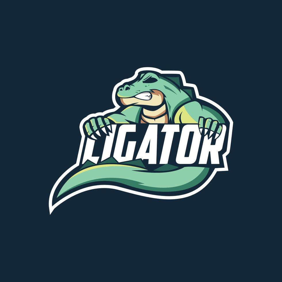 design de logotipo de esports de crocodilo vetor