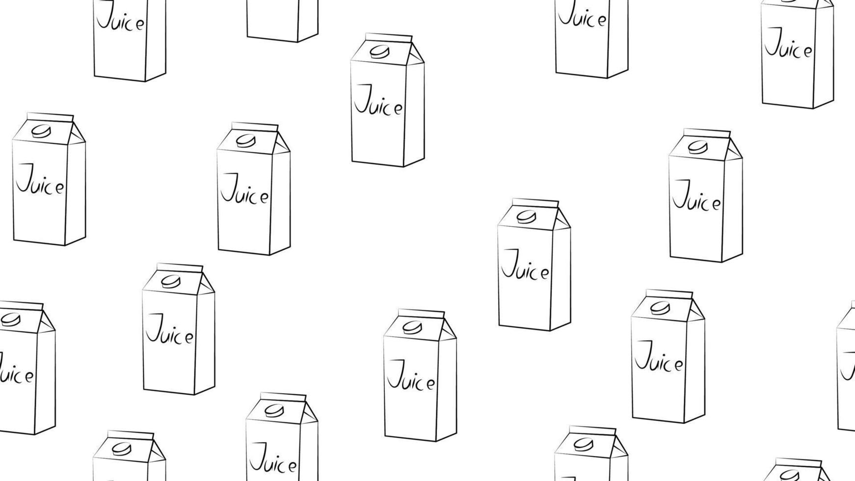 caixa com suco em um fundo branco, ilustração vetorial, padrão, ilustração perfeita. uma grande caixa de papelão laranja com uma bebida. ilustração em preto e branco vetor