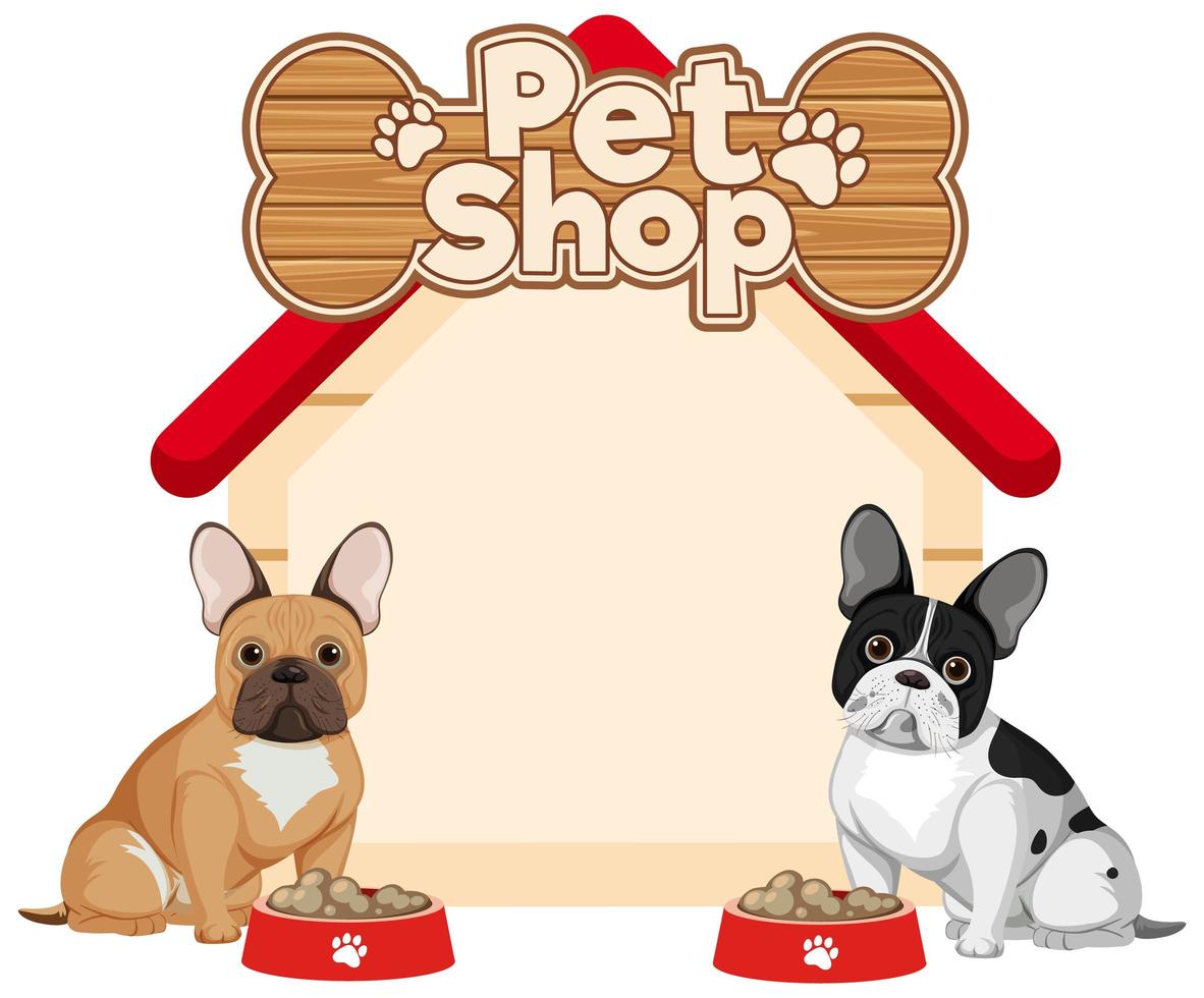 banner pet shop com buldogues franceses vetor