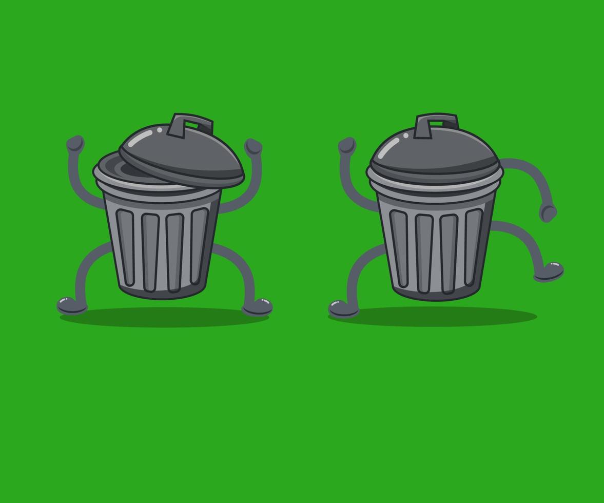 ilustração de design gráfico vetorial de dois mascotes de lata de lixo vetor