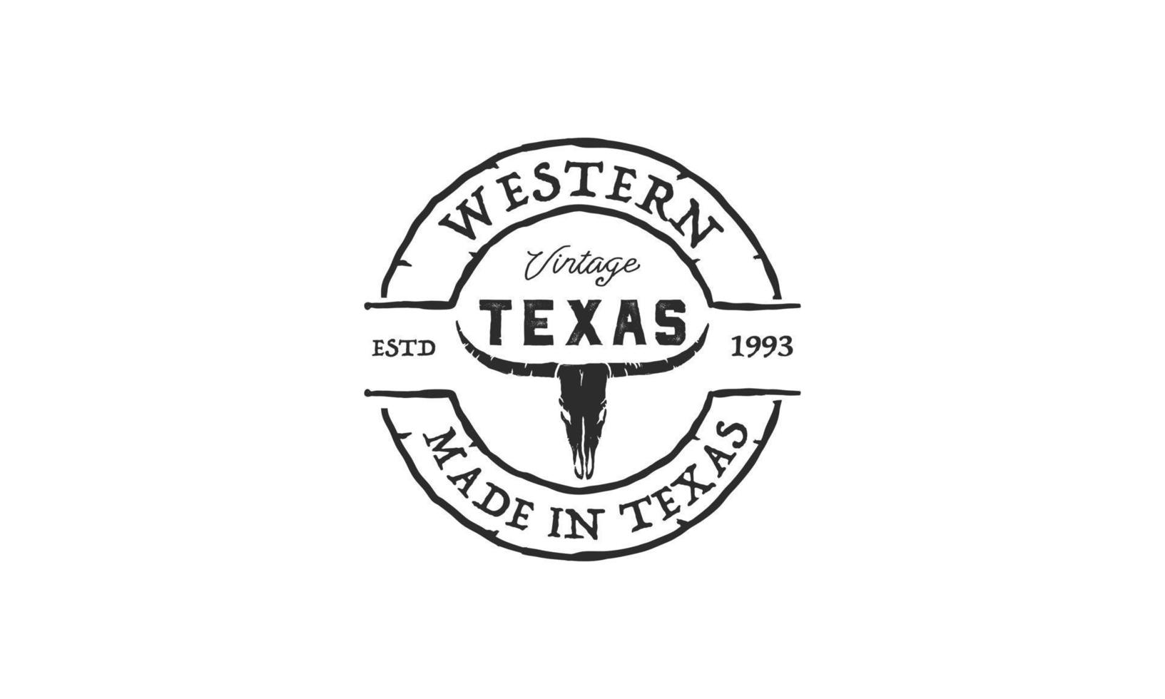 logotipo do texas longhorn, design de logotipo retrô vintage de gado de touro ocidental do país vetor
