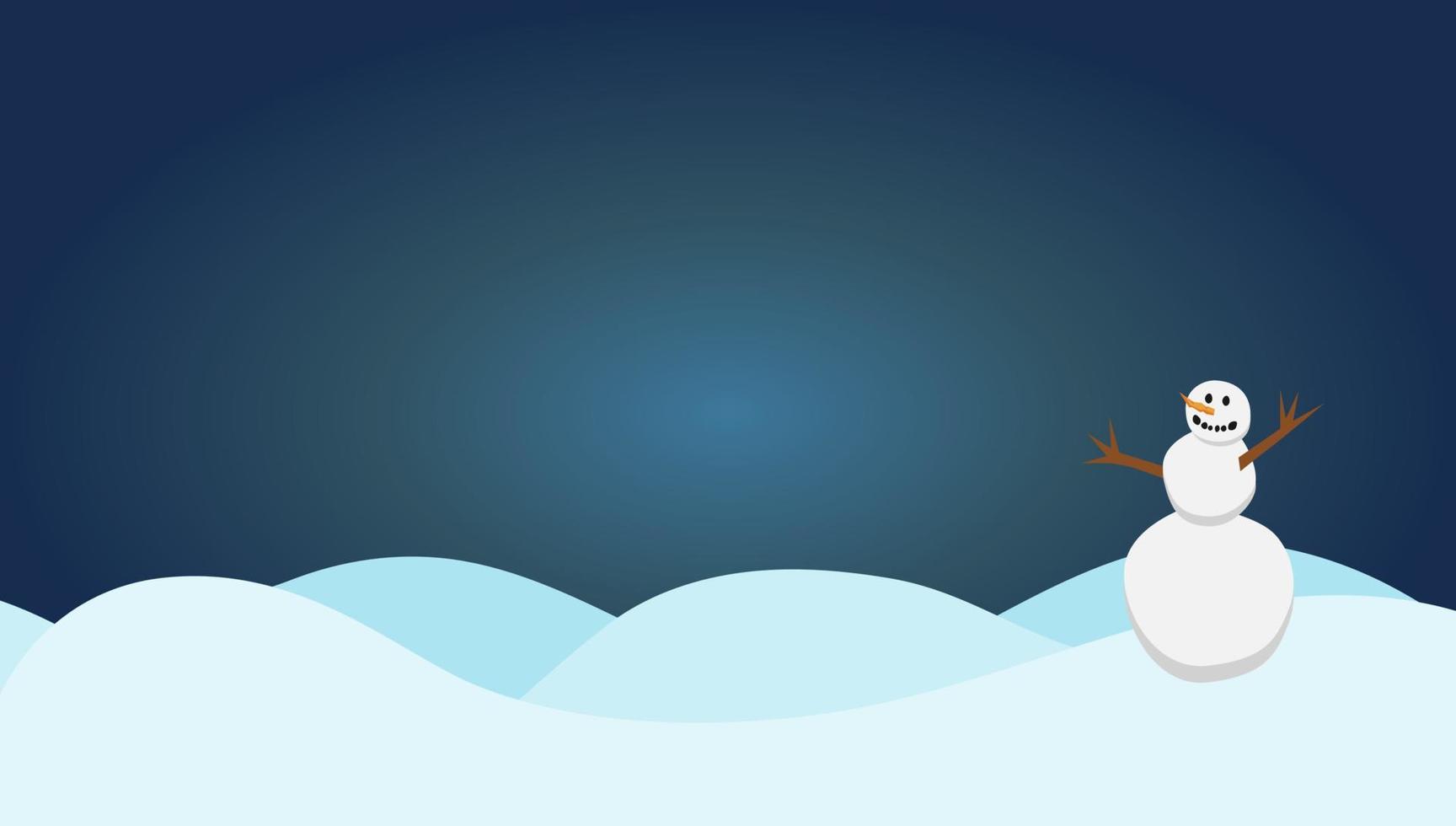 fundo de tema de inverno azul com ilustração de boneco de neve para banner, papel de parede, pôster, fundo de zoom, mídia social e modelos da web vetor