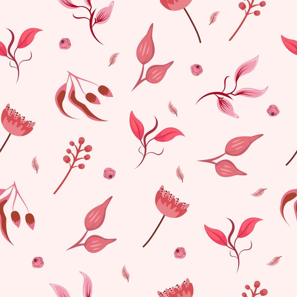 papel de parede padrão sem costura de flor rosa vermelha vetor