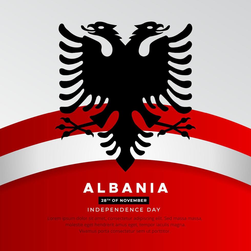 vetor de design do dia da independência da albânia com silhueta de soldado e fundo de bandeira ondulada