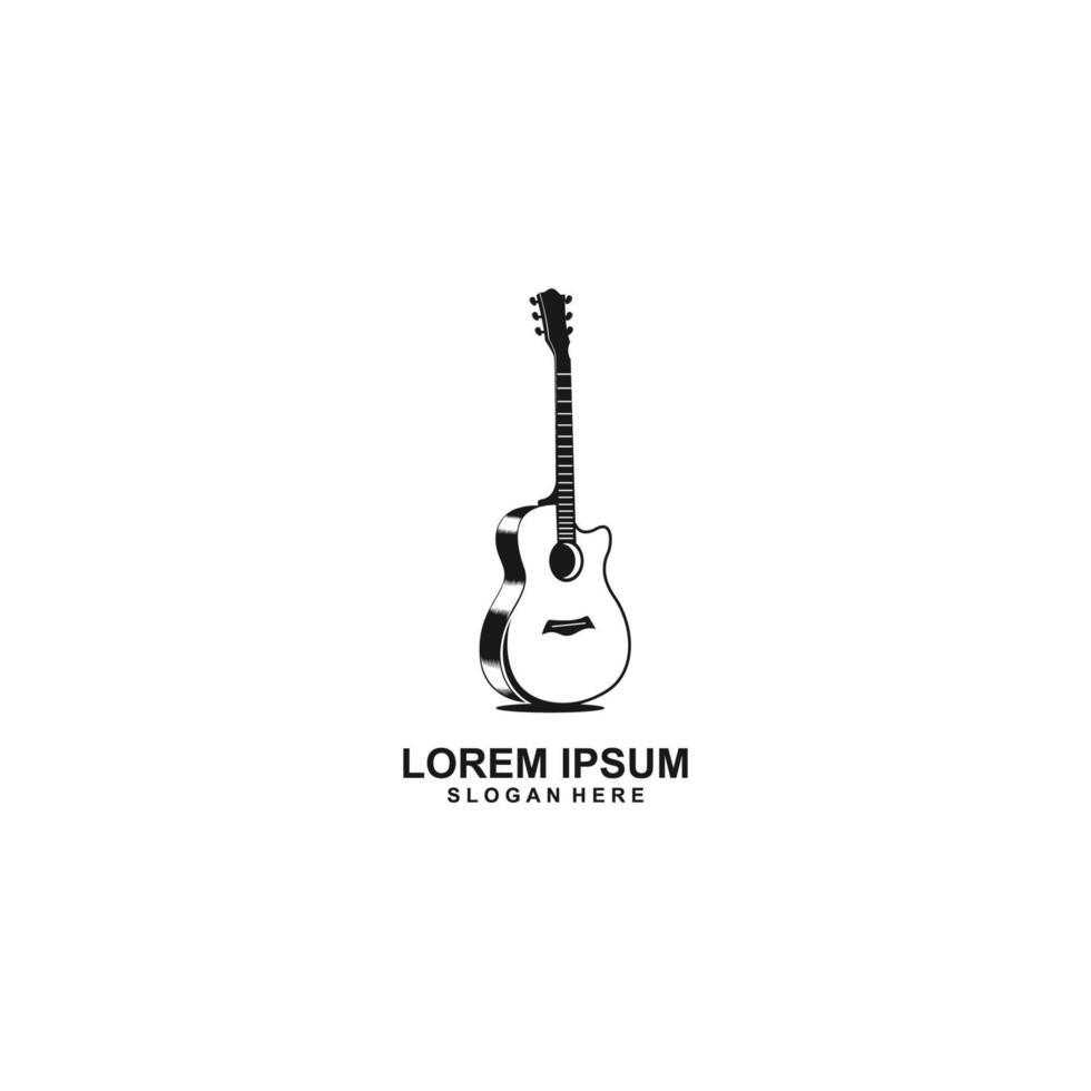 design de logotipo de guitarra vetor