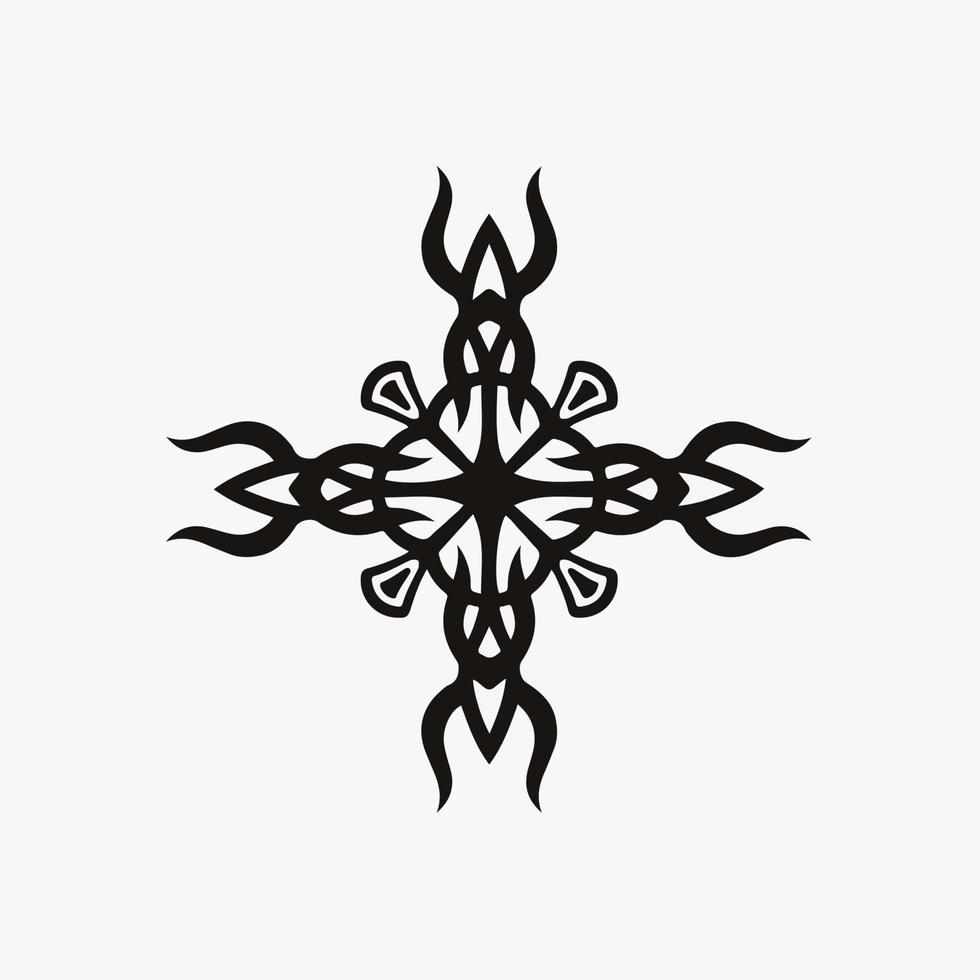 logotipo de símbolo de tridente mandala preta sobre fundo branco. desenho de tatuagem de decalque de estêncil. ilustração vetorial plana. vetor