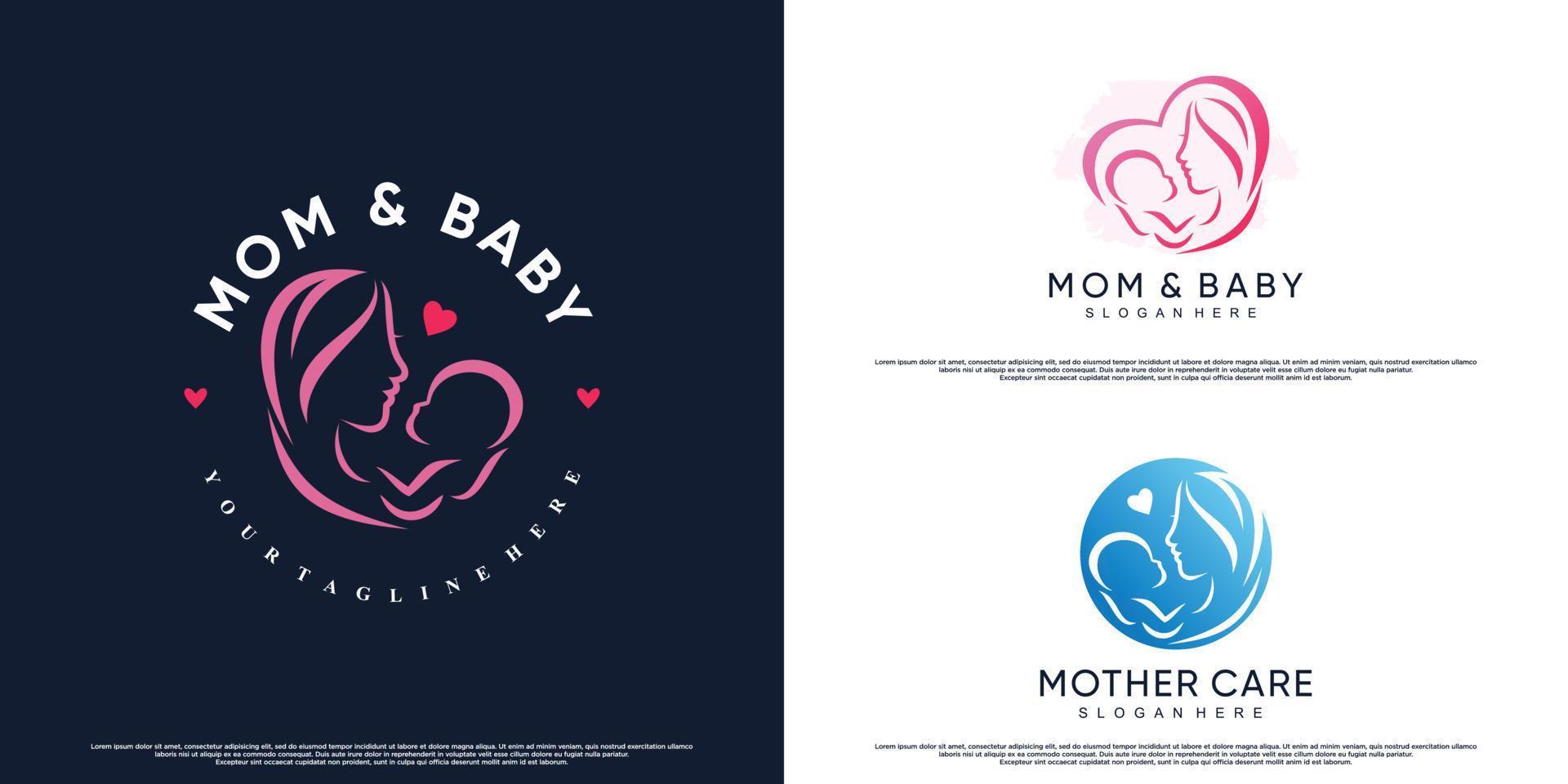 pacote de design de logotipo de ícone de mãe e bebê com vetor premium de conceito exclusivo