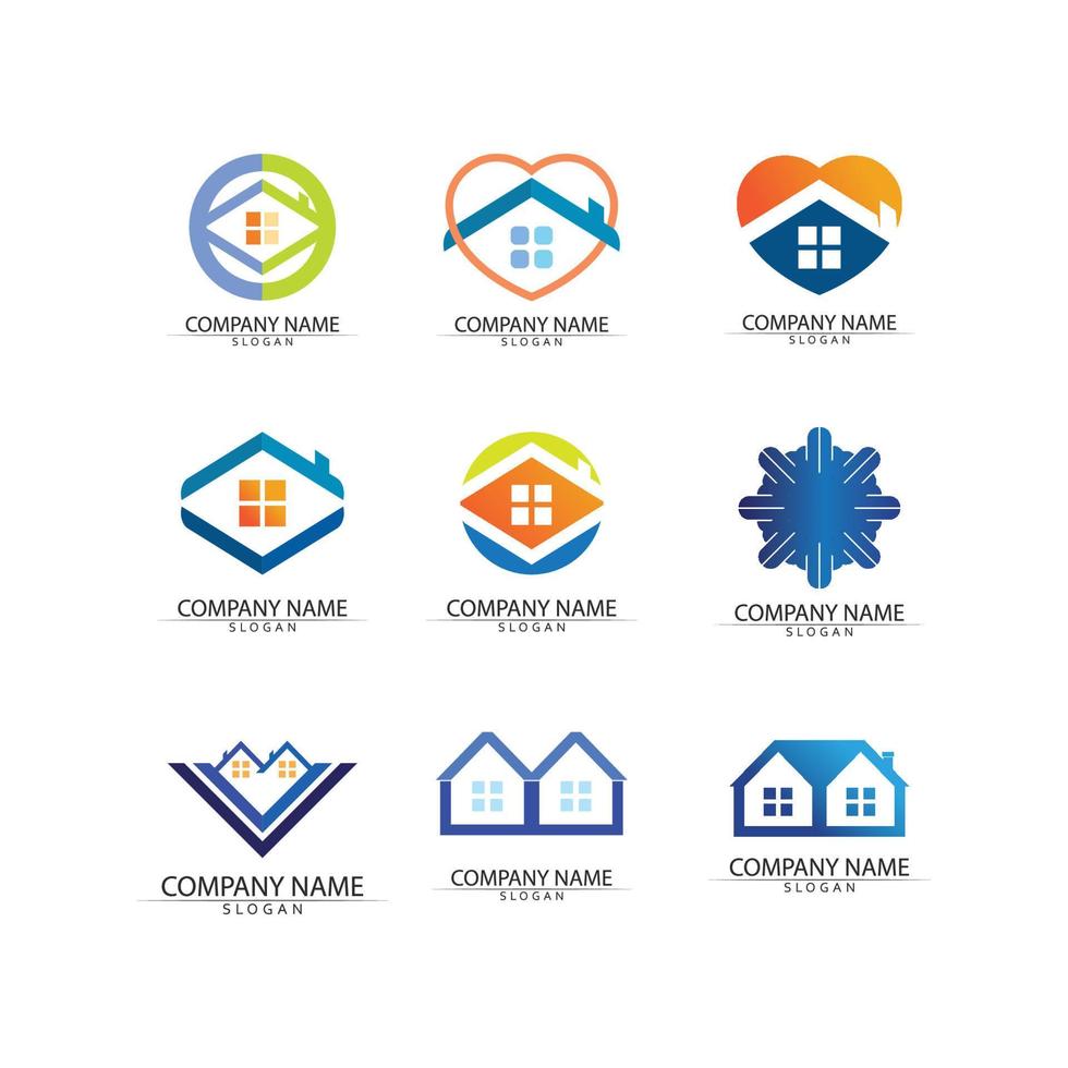 design de ilustração vetorial de logotipo de construção, modelo de logotipo imobiliário, ícone de símbolo de logotipo vetor