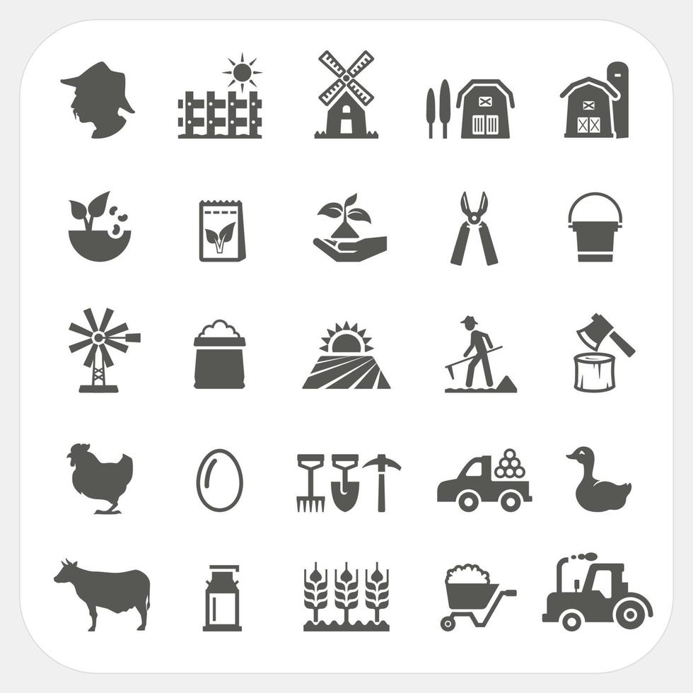 conjunto de ícones de fazenda e agricultura vetor