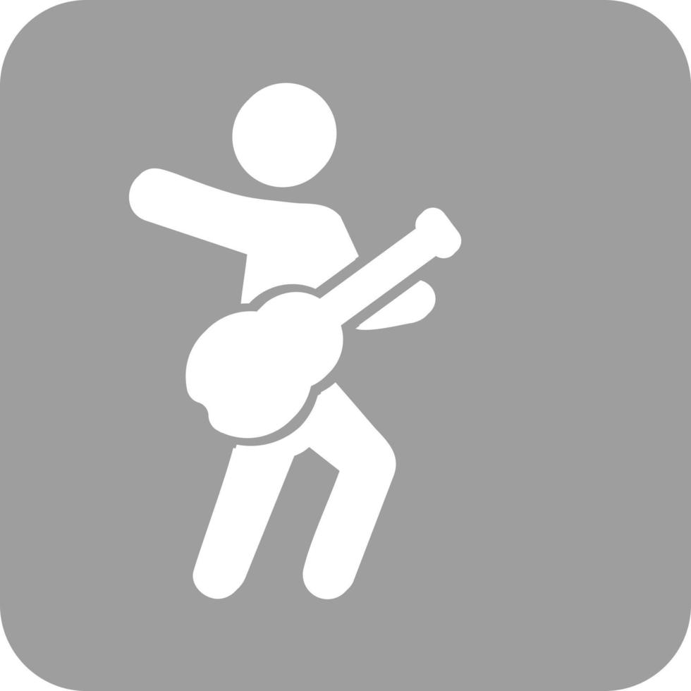 ícone de fundo redondo de glifo de guitarrista vetor