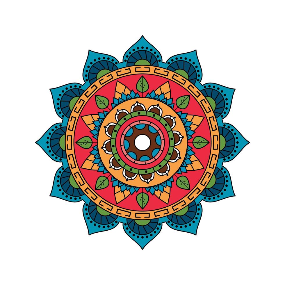 desenho de mandala colorido brilhante indiano vetor