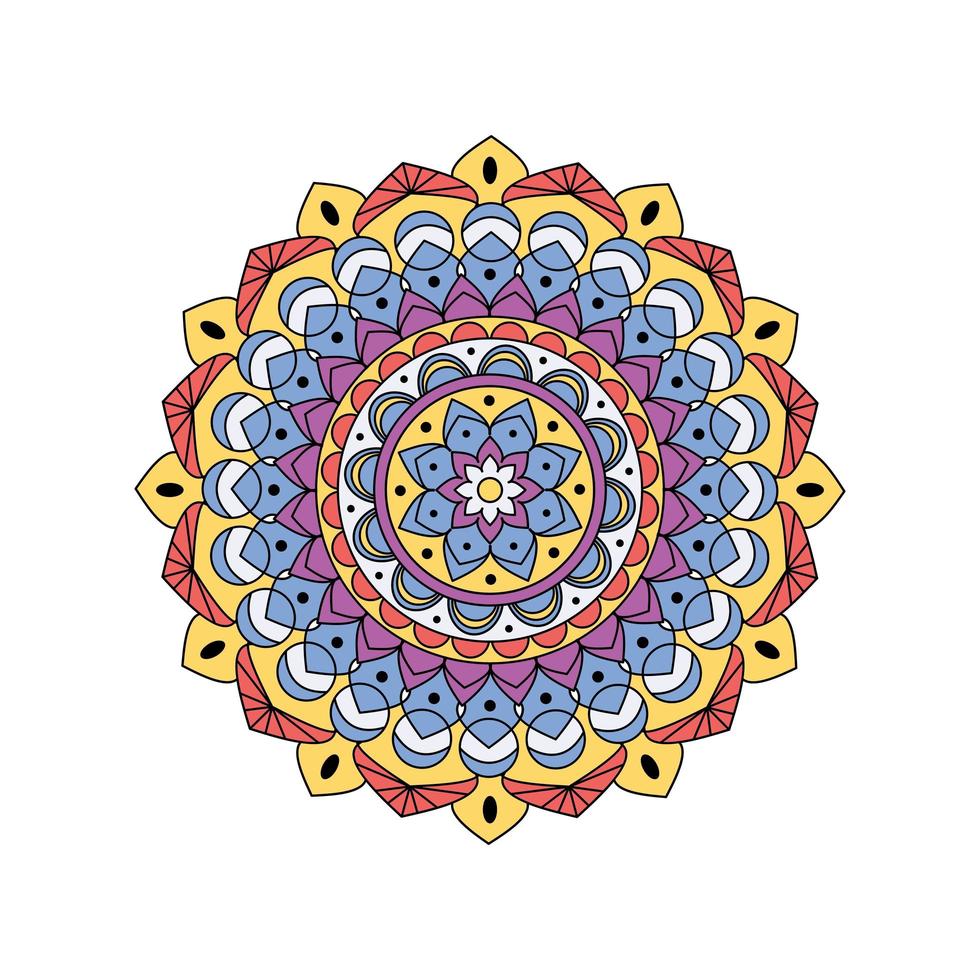 mandala ornamentada colorida indiana vetor