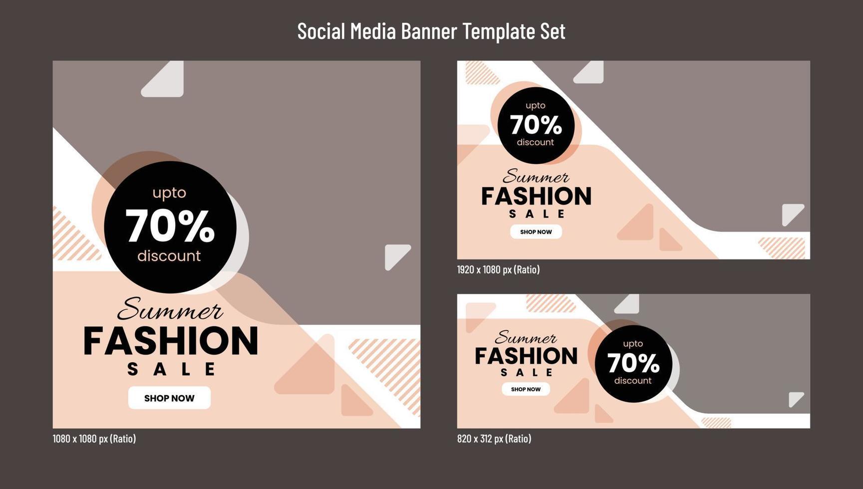 conjunto de design de modelo de banner de mídia social de venda de moda para marketing digital e promoções vetor